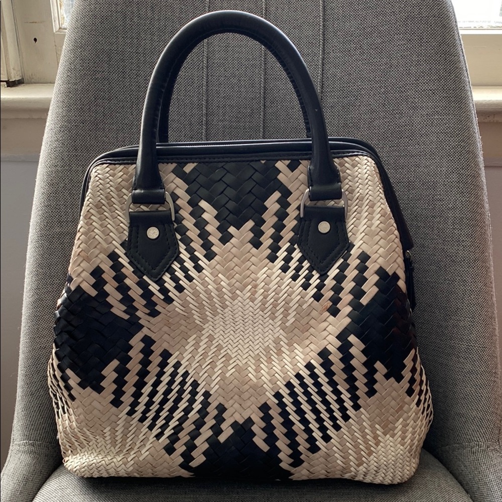 Cole Haan Black and Cream Geometric Tote Bag